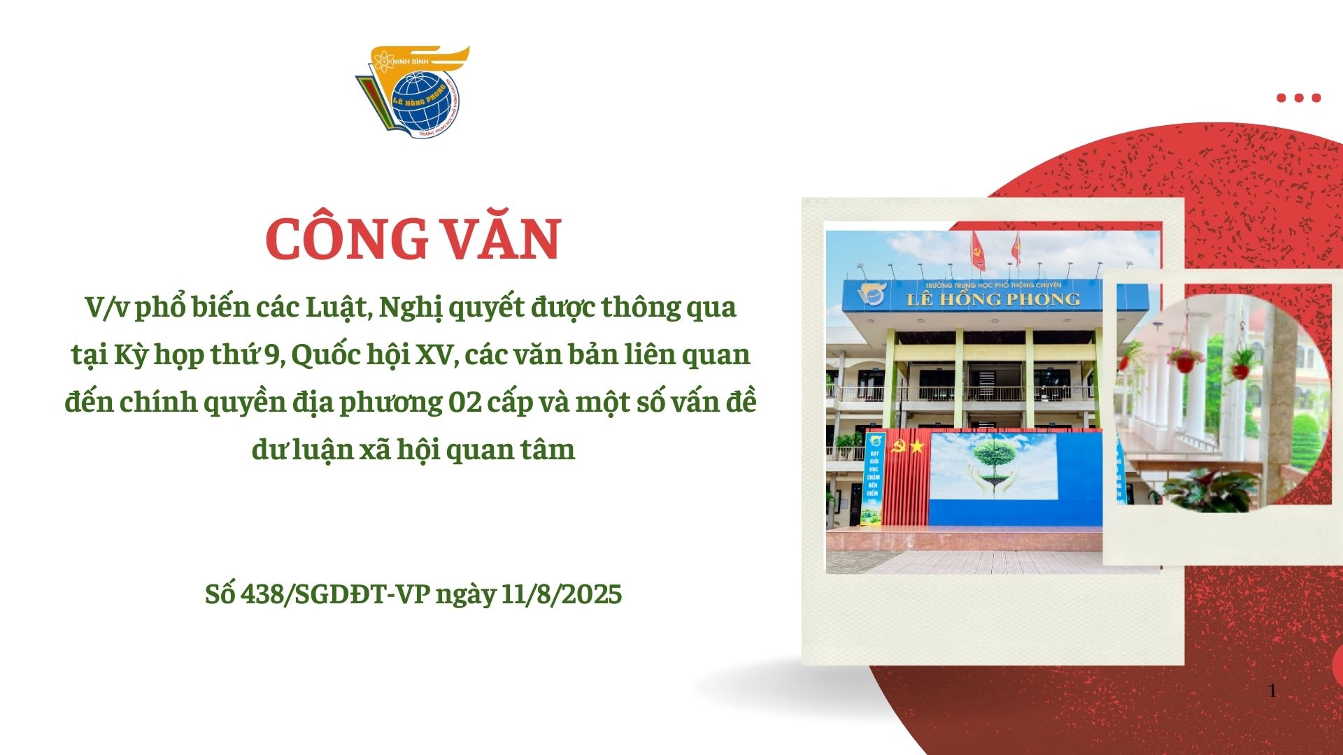 Công văn về việc phổ biến các Luật, nghị quyết được thông qua tại Kỳ học thứ 9, Quốc hội XV và các văn bản liên quan